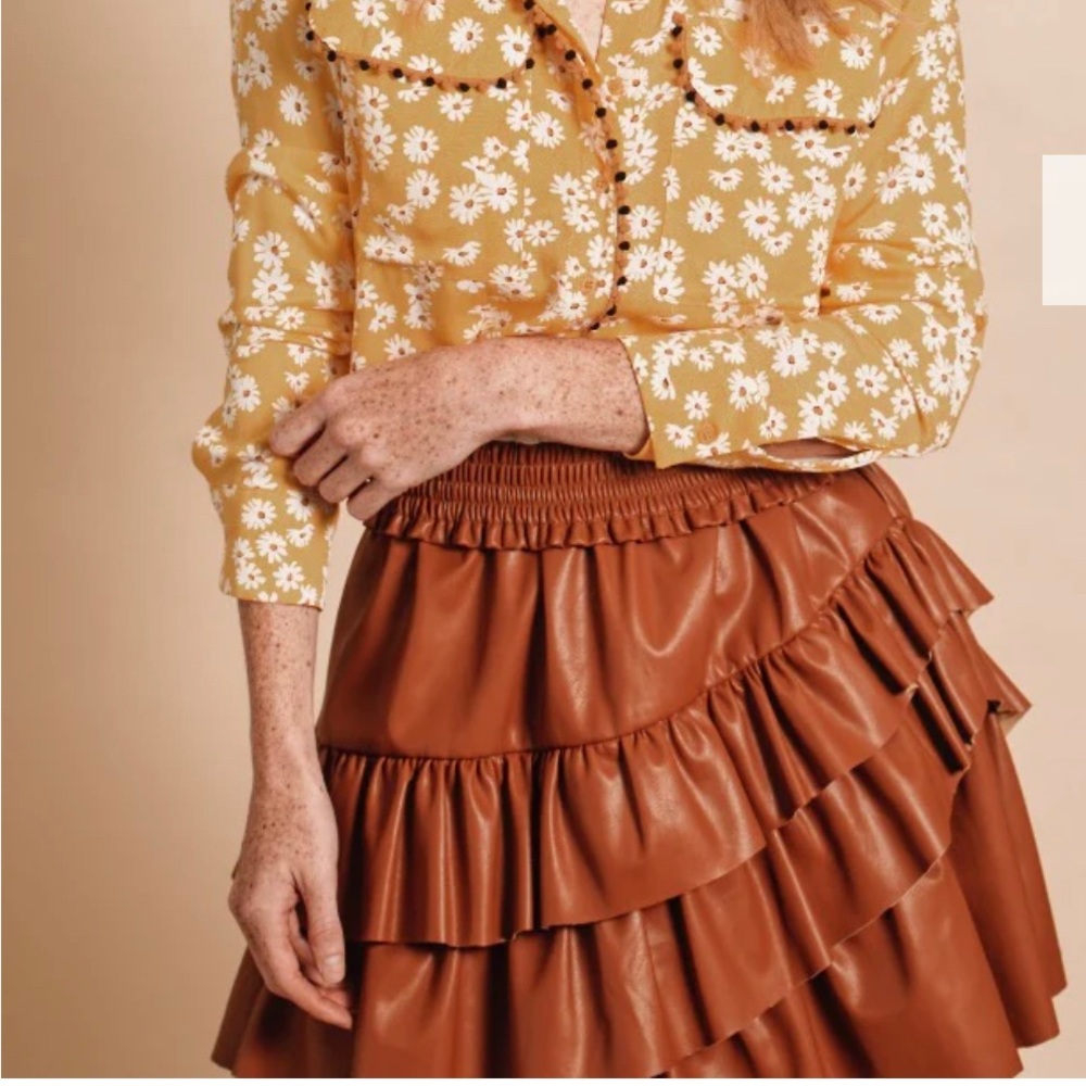 Cognac leather look skirt the miniskirt